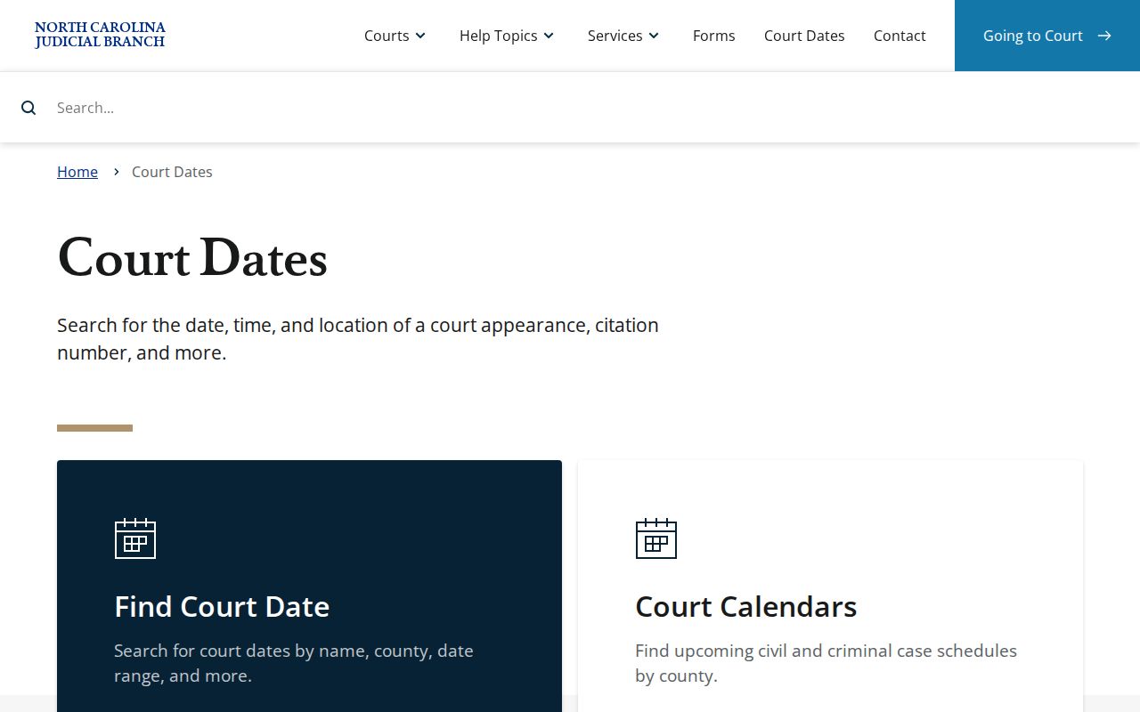 Stanly County court calendar source from North Carolina court dates guidance