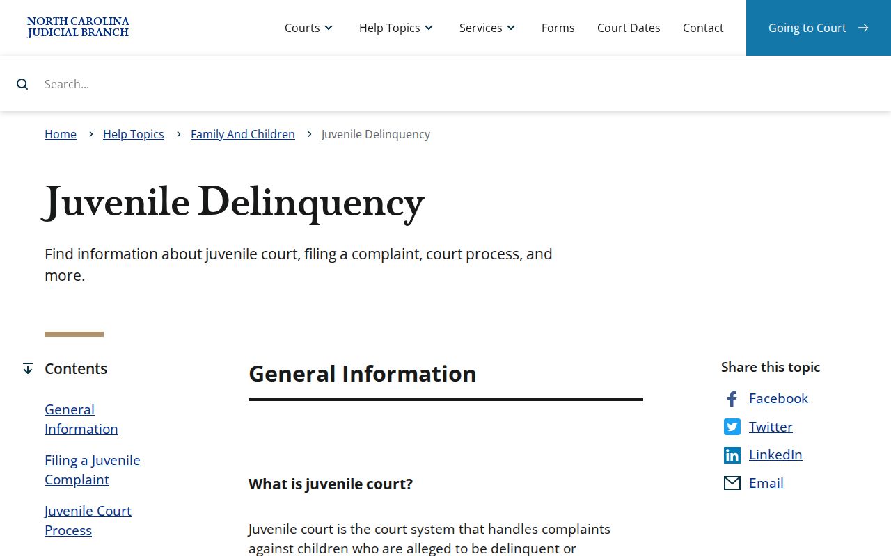 Stanly County criminal docket source for juvenile delinquency access