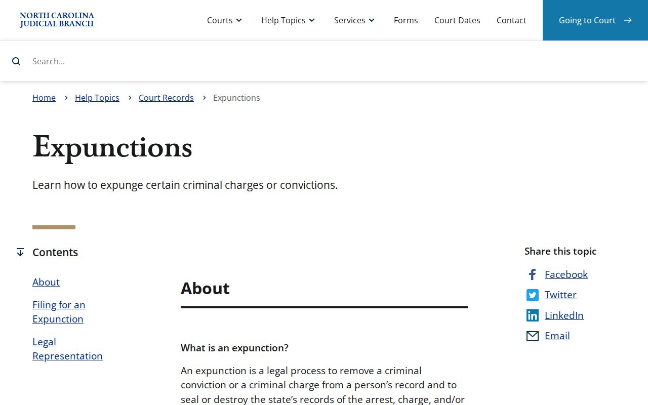 Stanly County criminal docket source for North Carolina expunction guidance