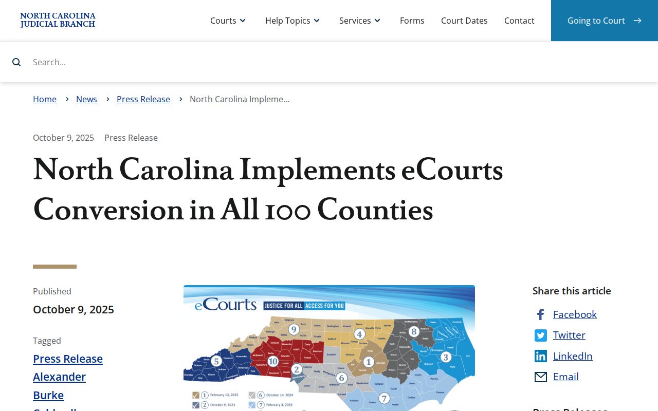 Stanly County court docket source for North Carolina statewide eCourts completion