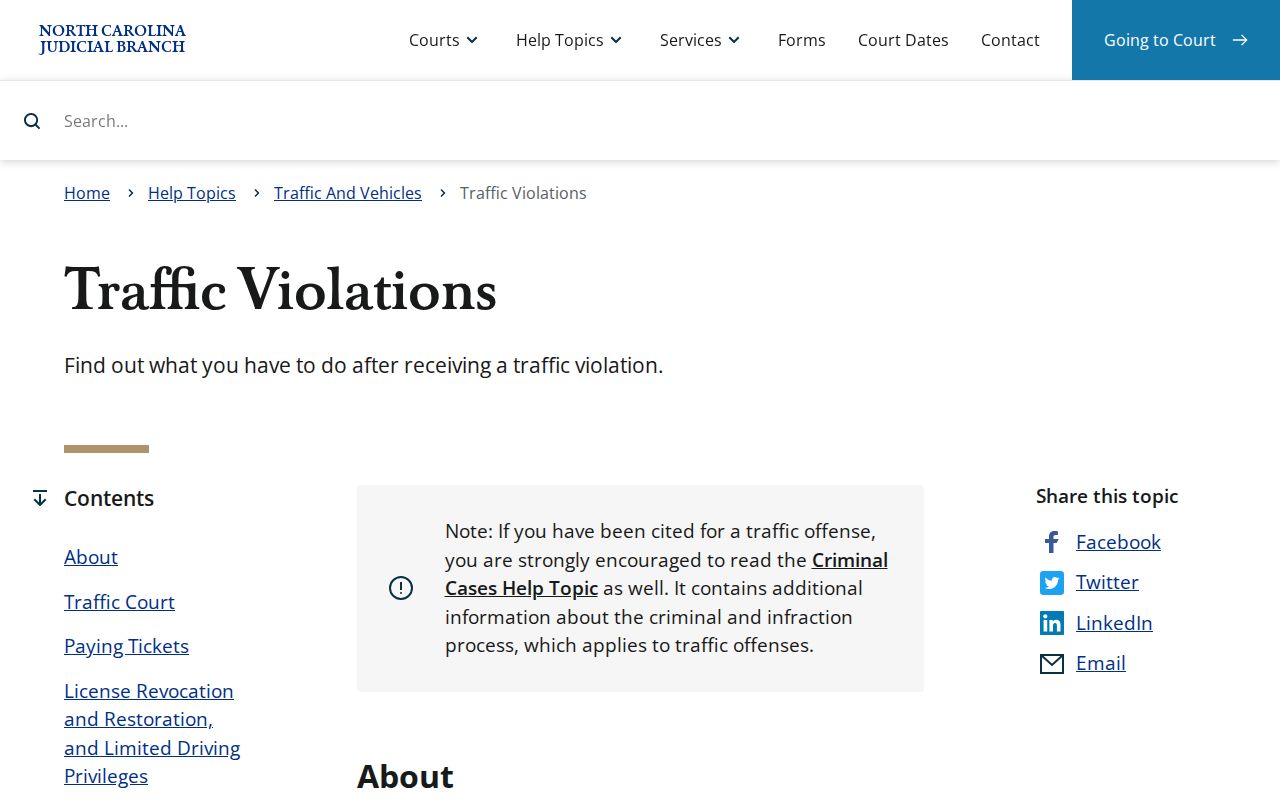 Stanly County traffic court records source showing North Carolina traffic violations guidance